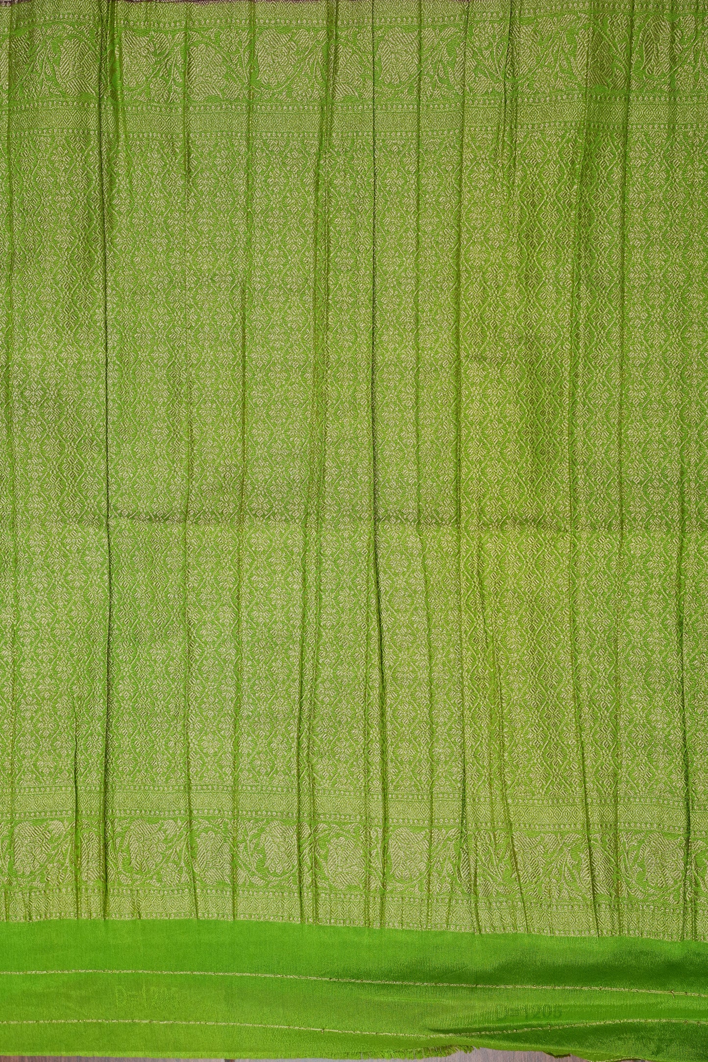Georgette Silk Banarasi Saree - Wine & Lime Green