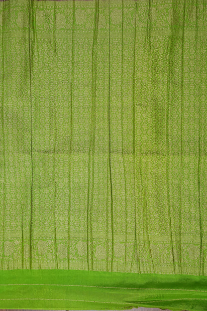 Georgette Silk Banarasi Saree - Wine & Lime Green