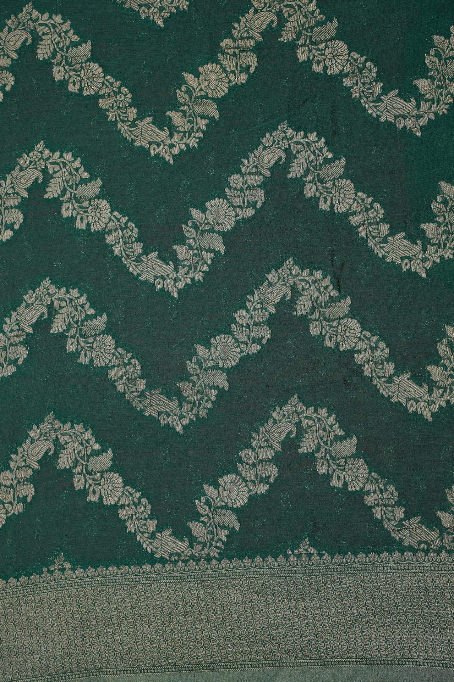 Georgette Silk Banarasi Saree - Emerald Green