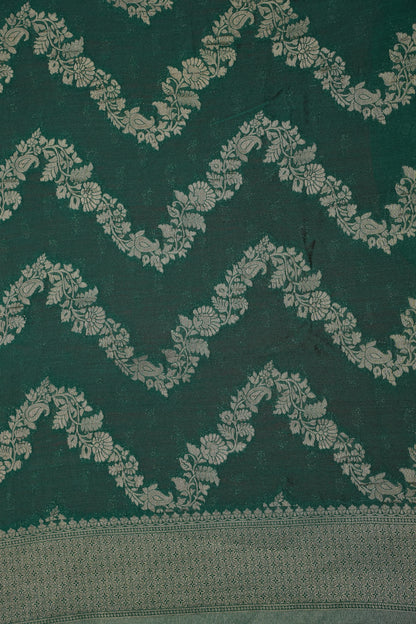 Georgette Silk Banarasi Saree - Emerald Green