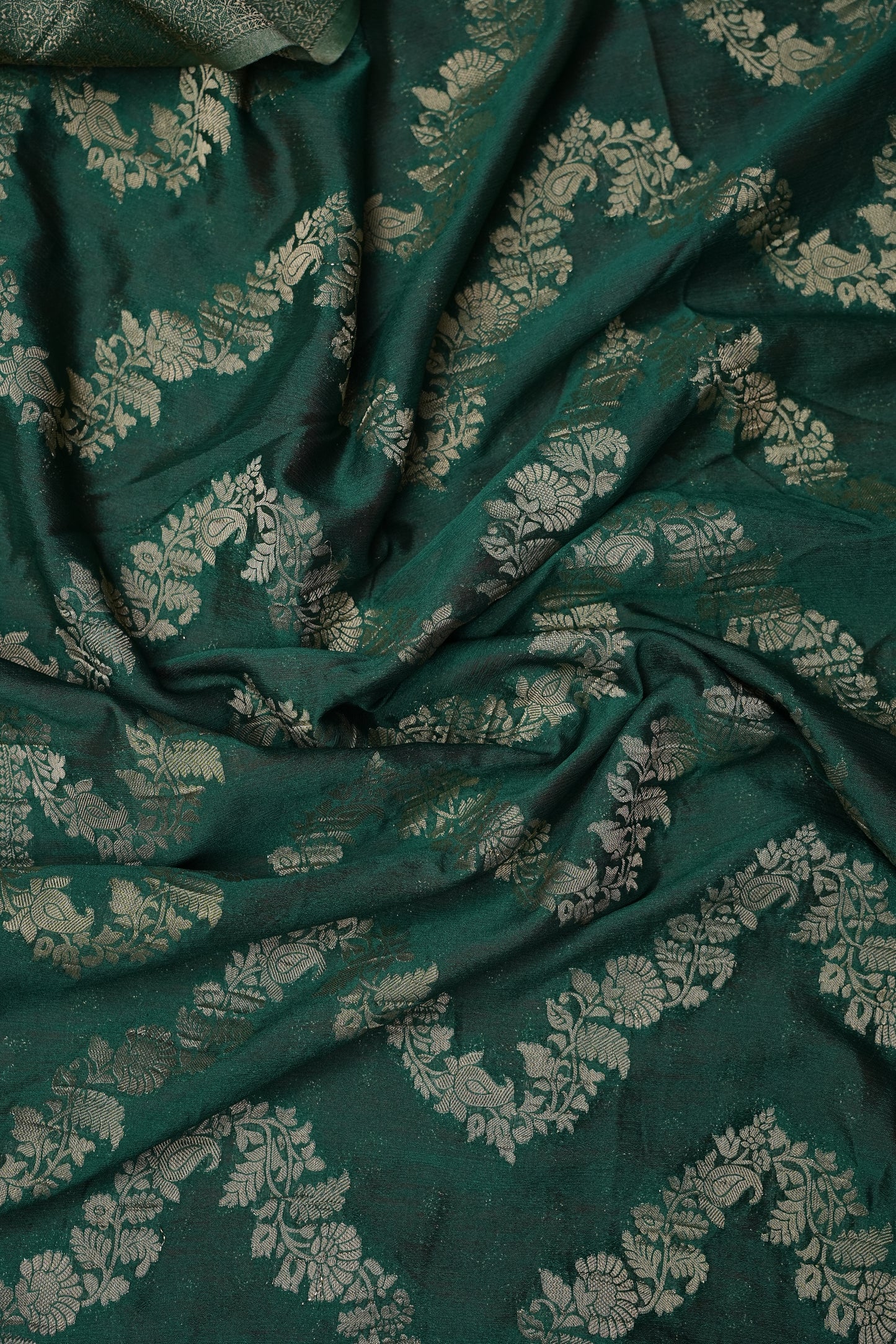 Georgette Silk Banarasi Saree - Emerald Green