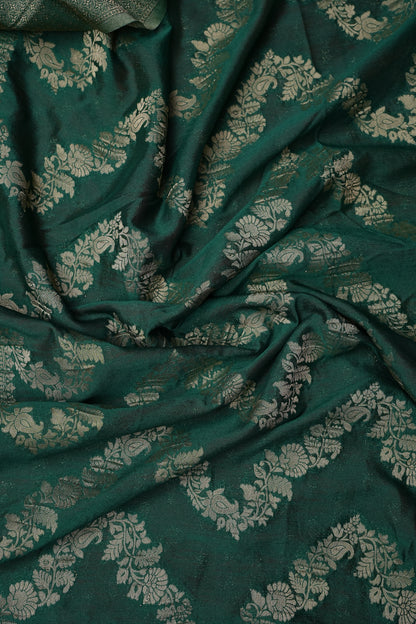 Georgette Silk Banarasi Saree - Emerald Green