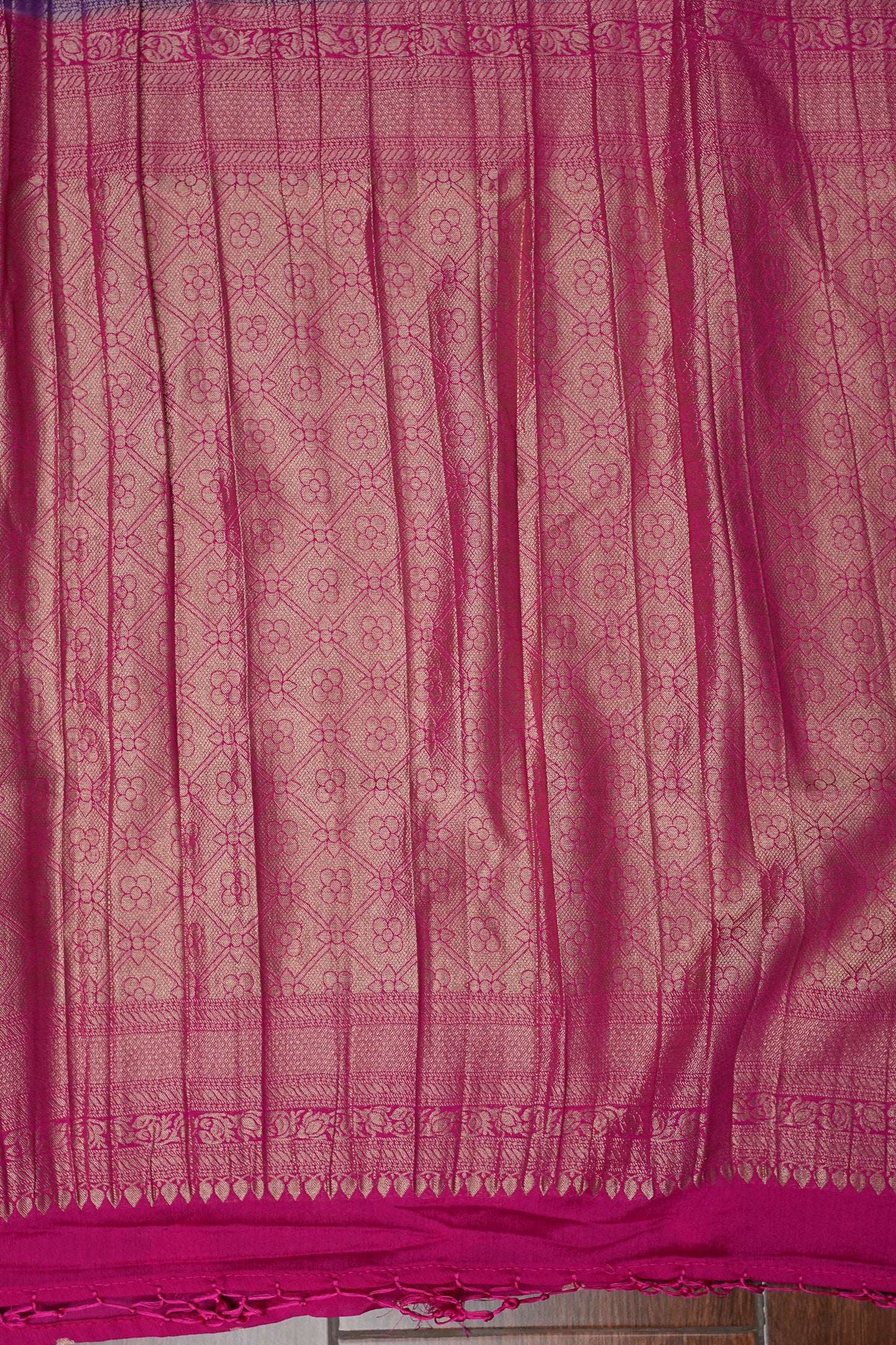 Georgette Silk Banarasi Saree - Violet & Pink