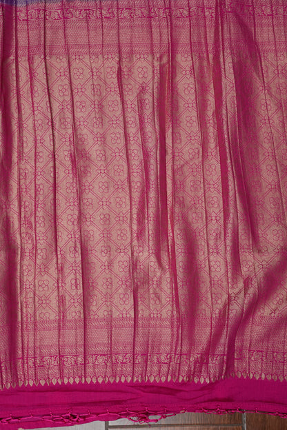 Georgette Silk Banarasi Saree - Violet & Pink