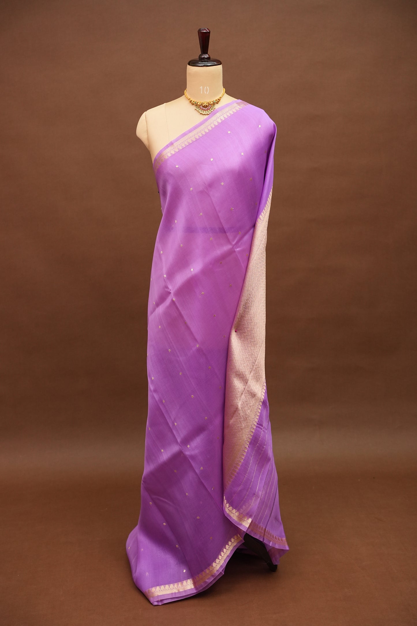 Lavender Purple Pure Organza Kora Banarasi Silk Saree|Silk Mark Certified