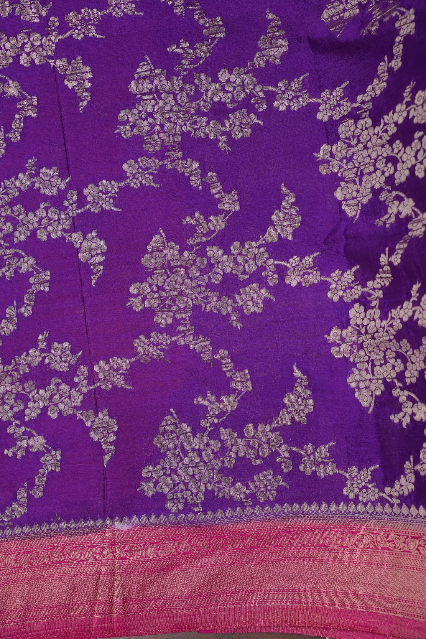 Georgette Silk Banarasi Saree - Violet & Pink