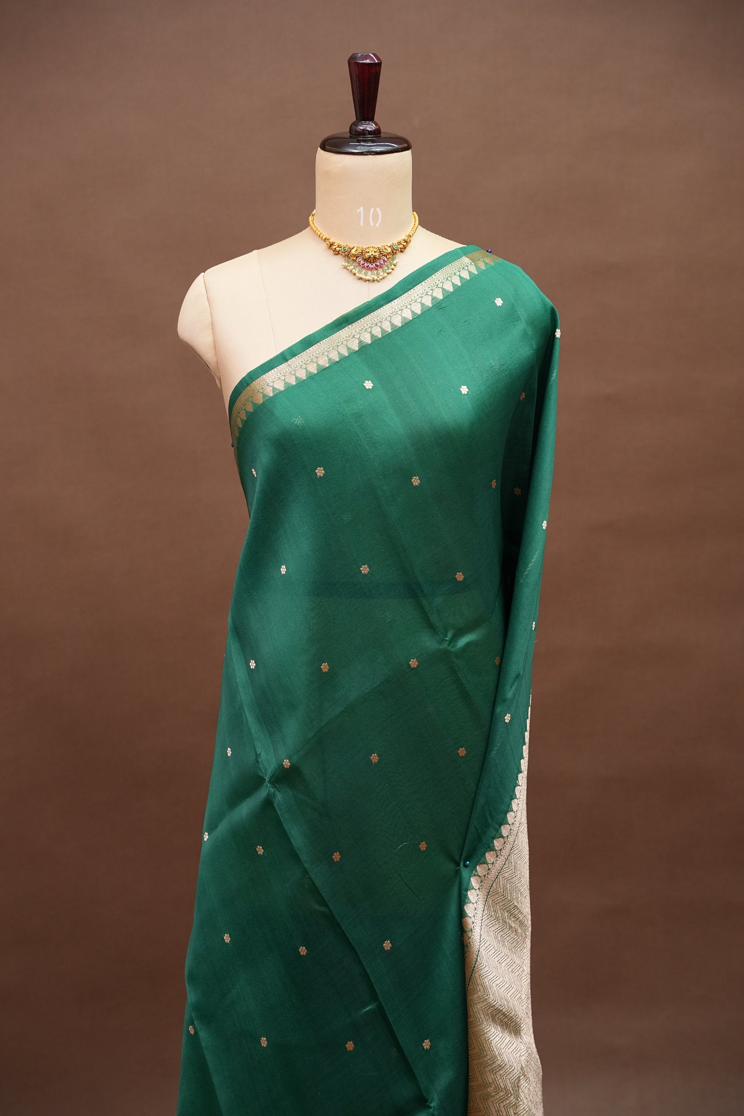 Emerald Green Pure Organza Kora Banarasi Silk Saree|Silk Mark Certified