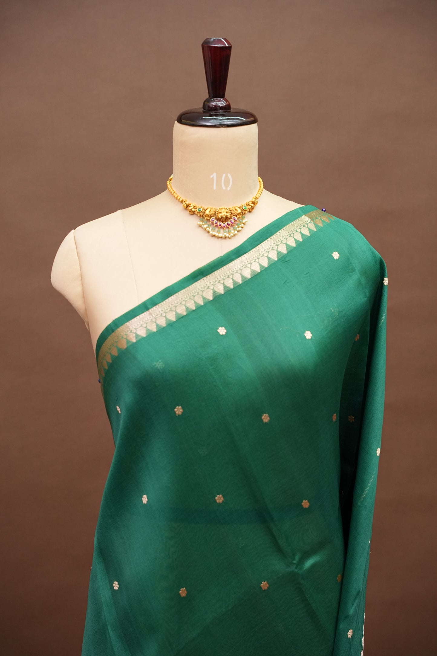 Emerald Green Pure Organza Kora Banarasi Silk Saree|Silk Mark Certified