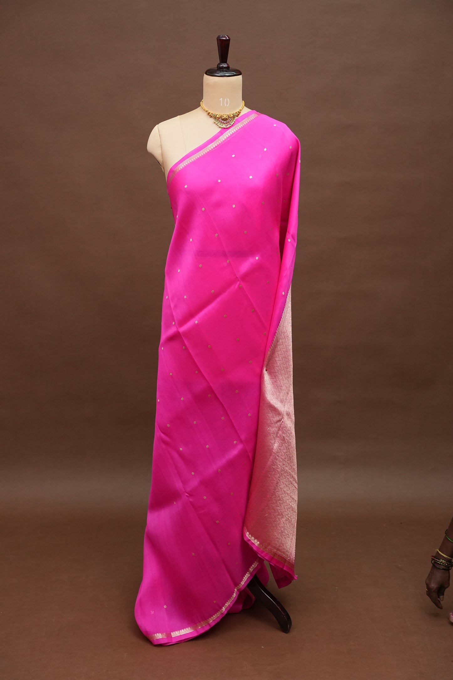 Hot Pink Pure Organza Kora Banarasi Silk Saree|Silk Mark Certified