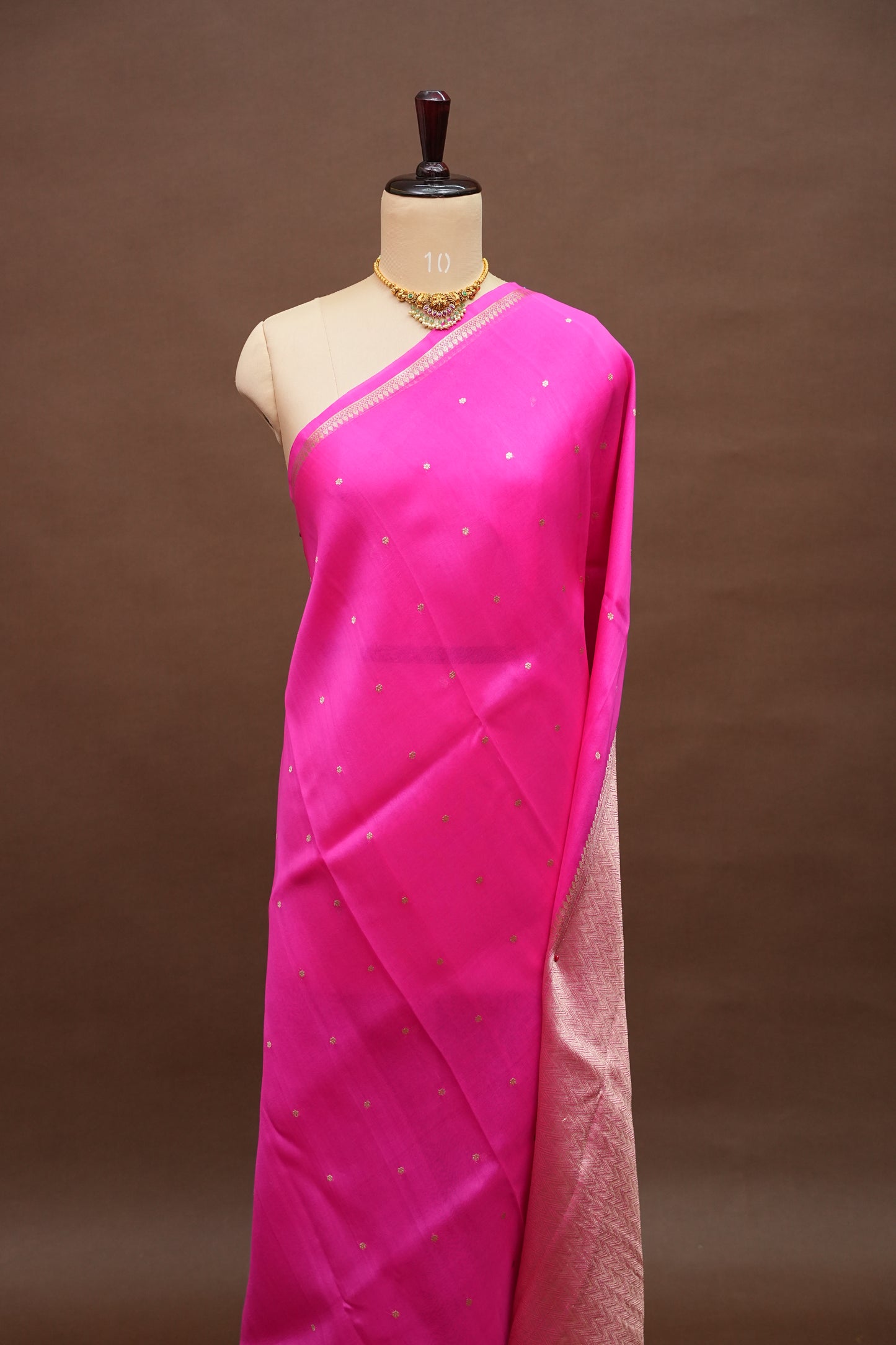 Hot Pink Pure Organza Kora Banarasi Silk Saree|Silk Mark Certified