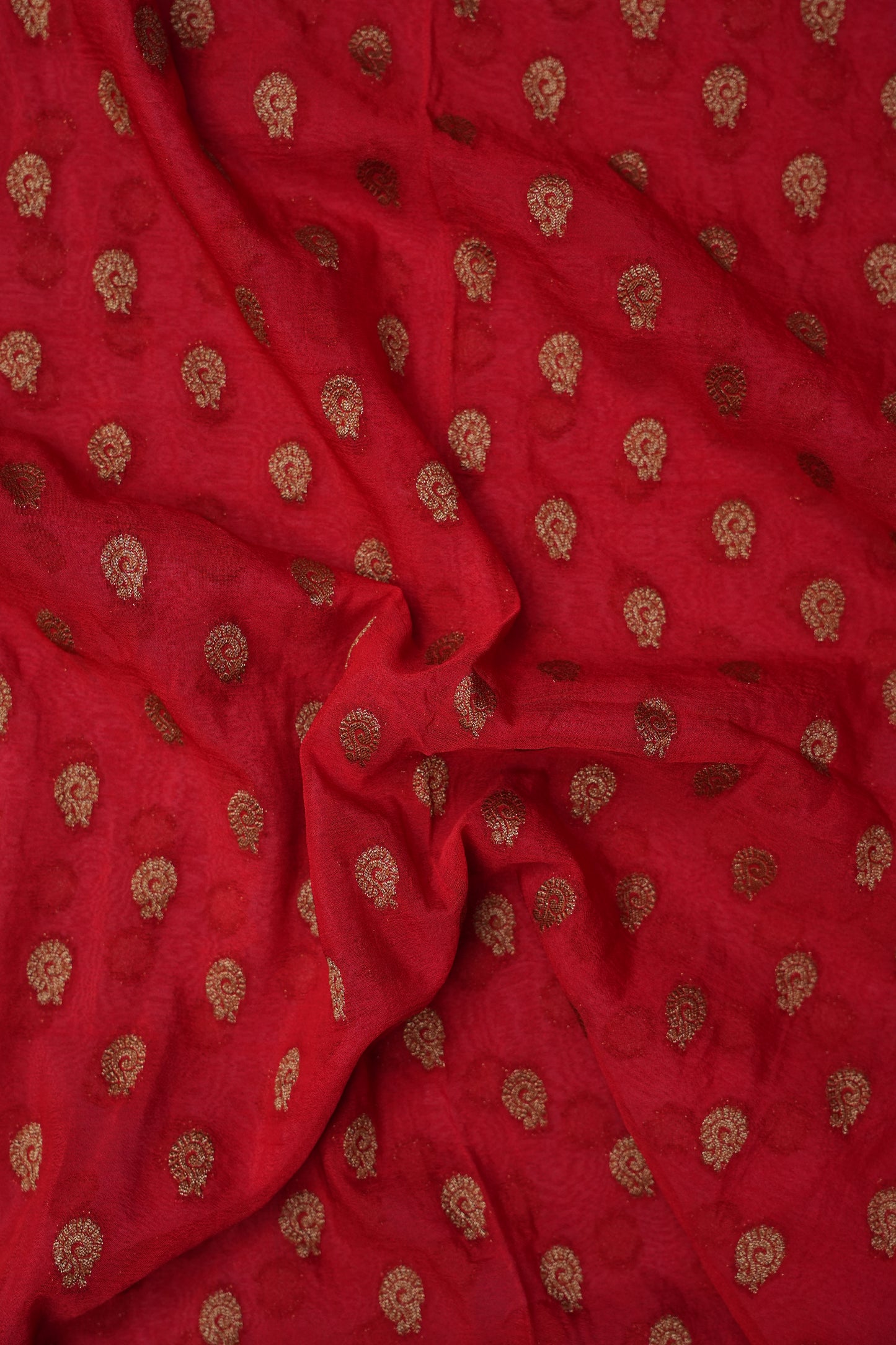 Banarasi Crepe Silk Georgette Saree – Red with Baby Pink