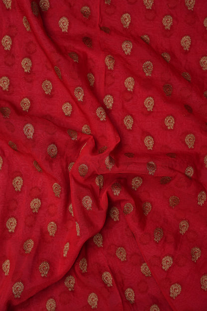Banarasi Crepe Silk Georgette Saree – Red with Baby Pink