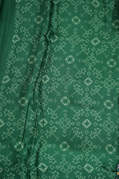 Gajji Silk Saree with Green Panels and Patola Prints