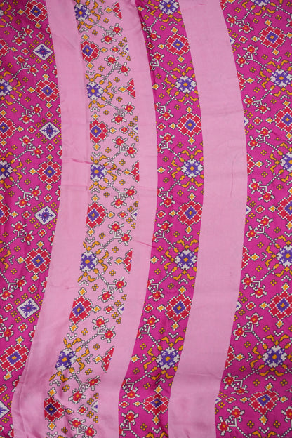 Gajji Silk Saree with Pink Panels and Patola Prints