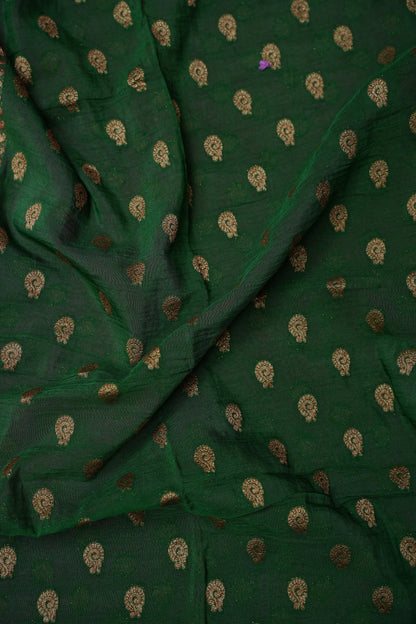 Banarasi Crepe Silk Georgette Saree – Bottle Green with Pink