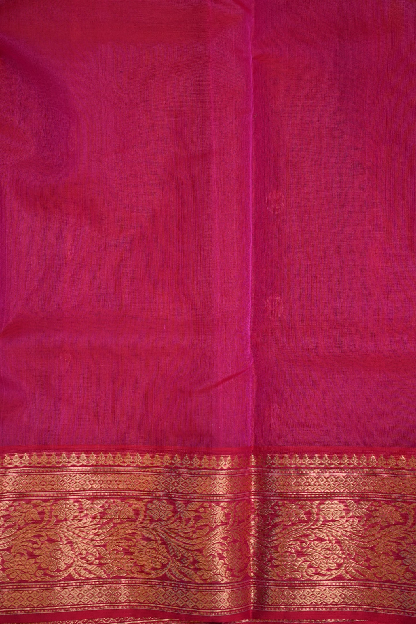 Pure Chanderi Silk Saree with Zari Buttas & Rich Tissue Border - Rani Pink