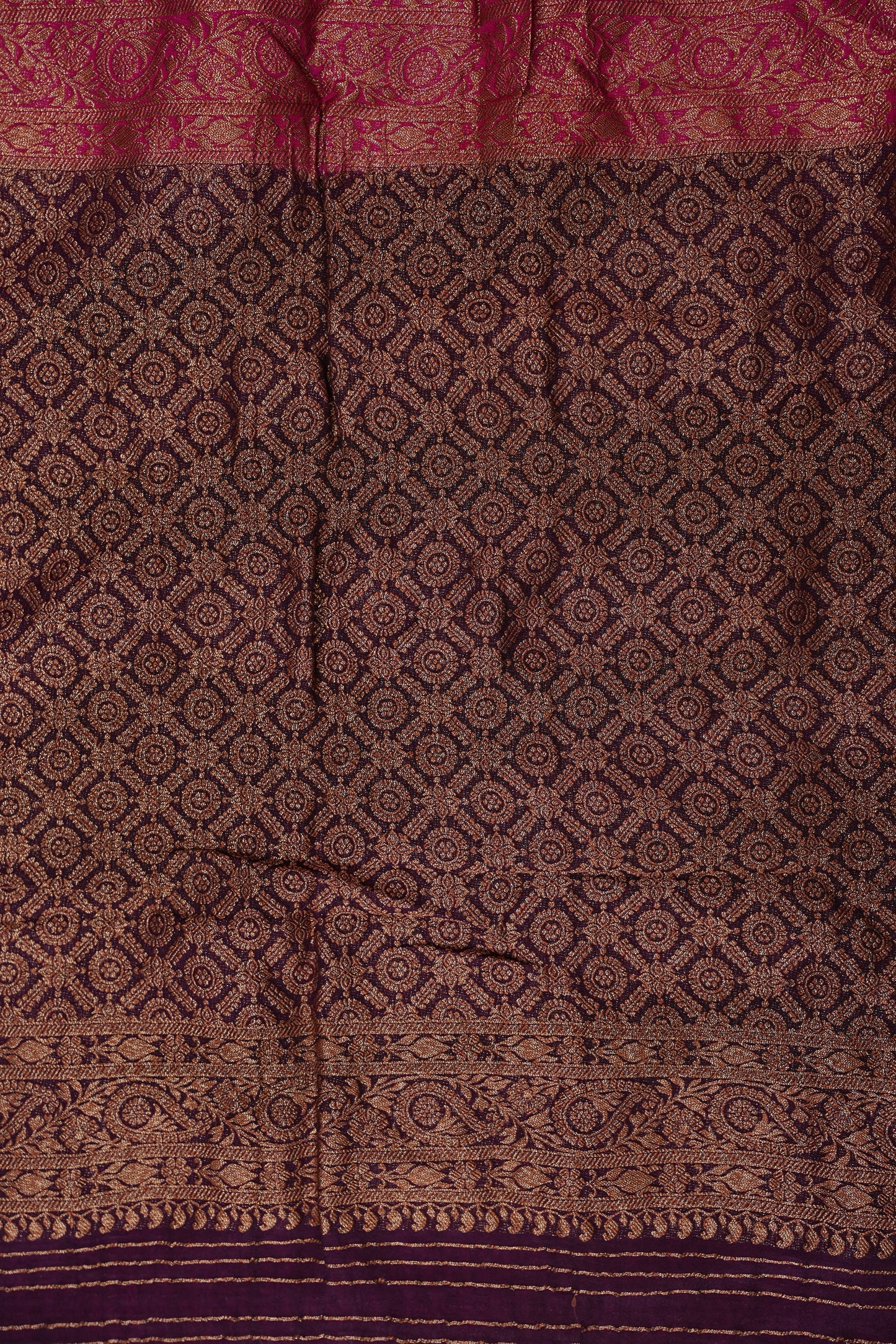 Banarasi Crepe Silk Georgette Saree –Orange & Deep Purple