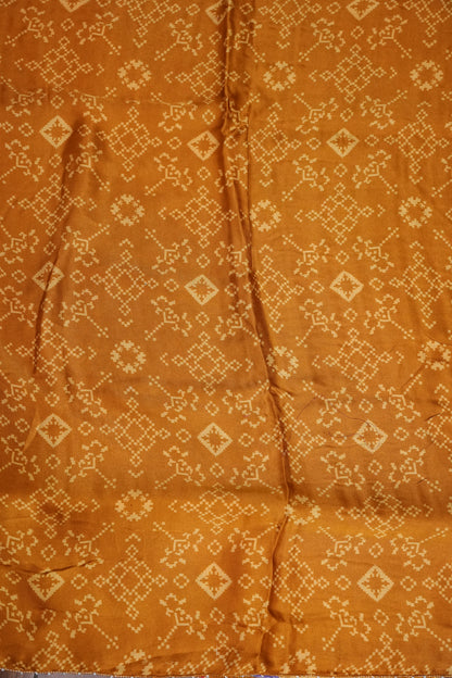 Gajji Silk Saree with Mustard Yellow Panels & Warm Caramel Brown Patola Prints