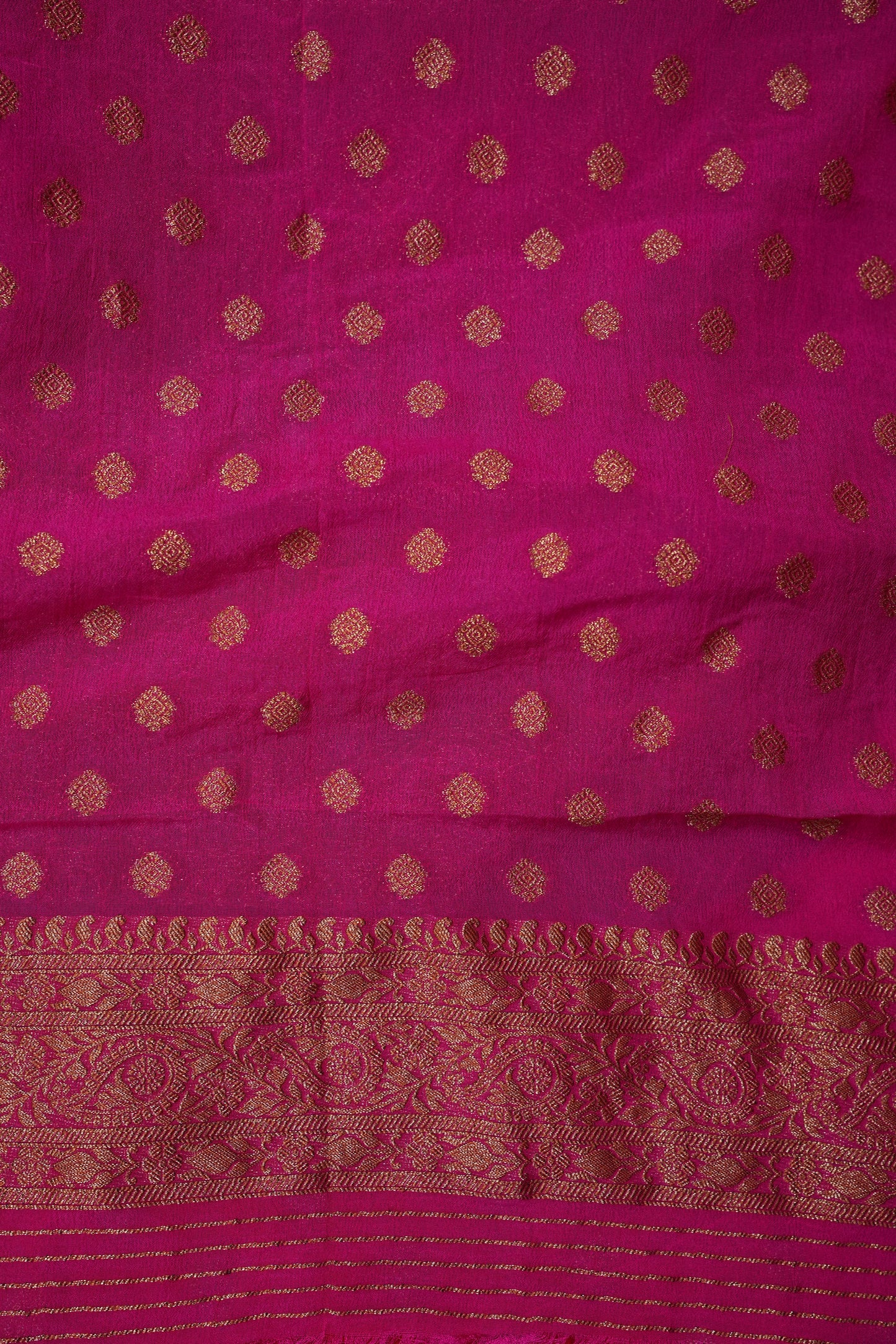 Banarasi Crepe Silk Georgette Saree –Orange & Deep Purple