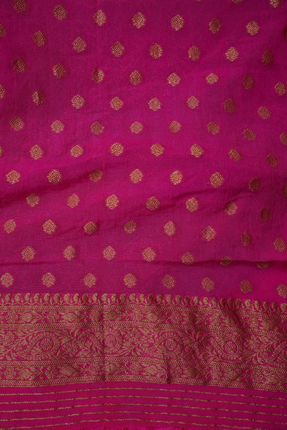 Banarasi Crepe Silk Georgette Saree –Orange & Deep Purple