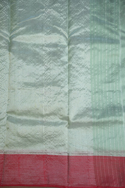 Pure Chanderi Silk Saree with Zari Buttas & Tissue Border - Sea Green