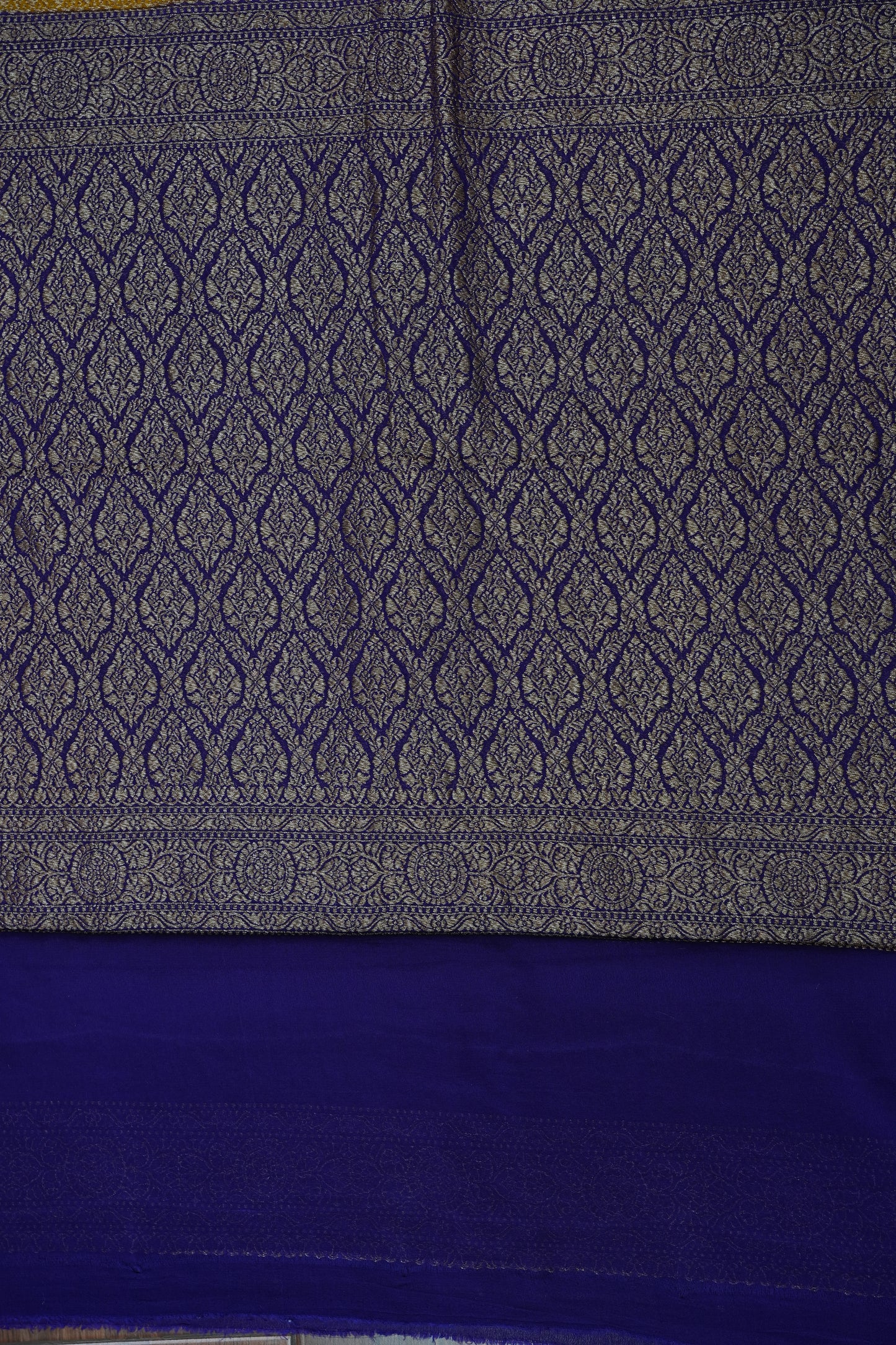 Pure Khadi Georgette Banarasi Saree - Yellow & Purple