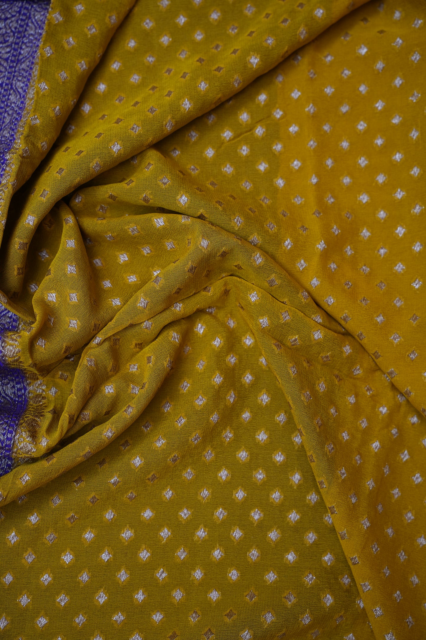 Pure Khadi Georgette Banarasi Saree - Yellow & Purple