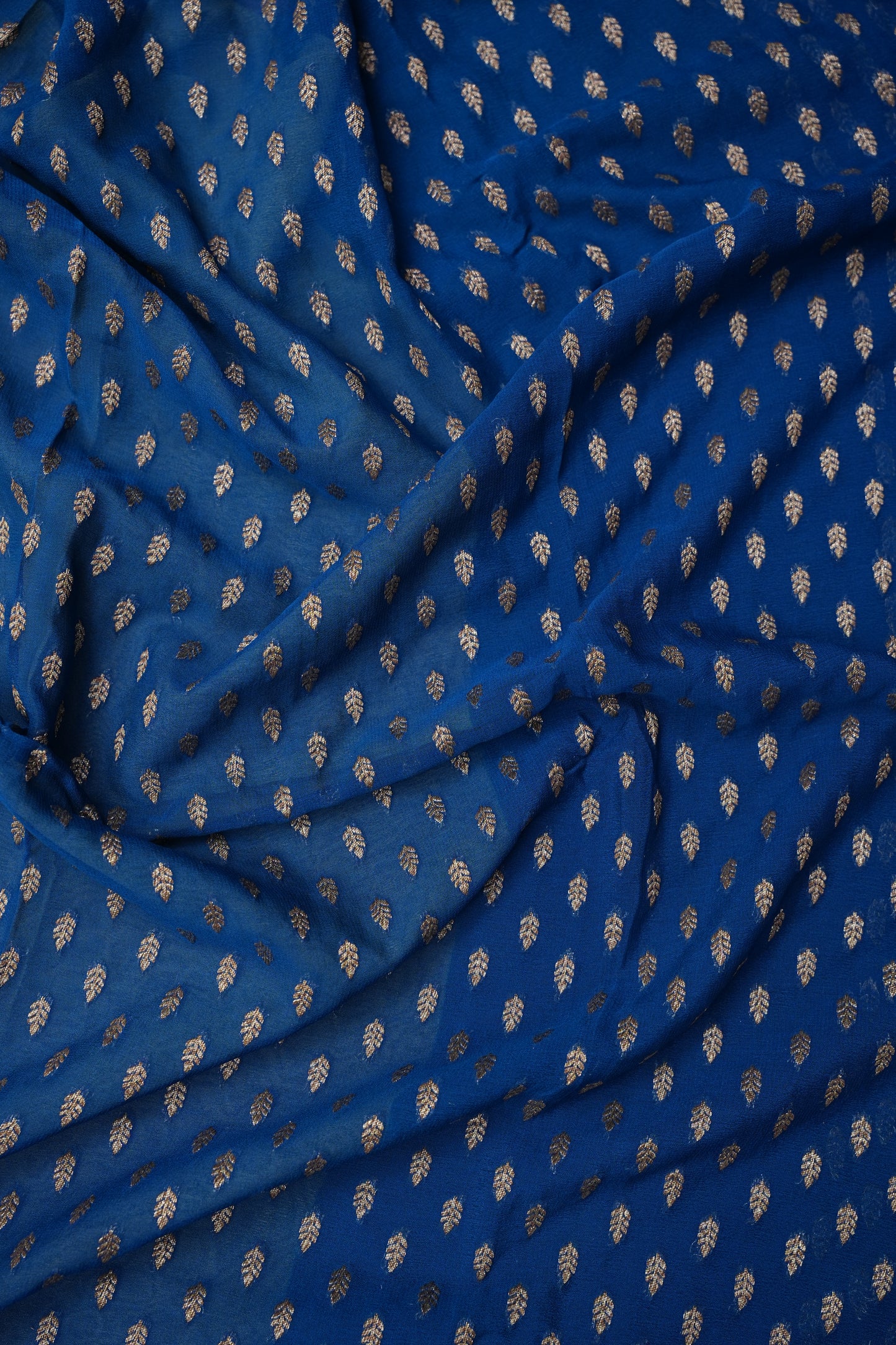 Pure Khadi Georgette Banarasi Saree - Peacock Blue & Sage Green