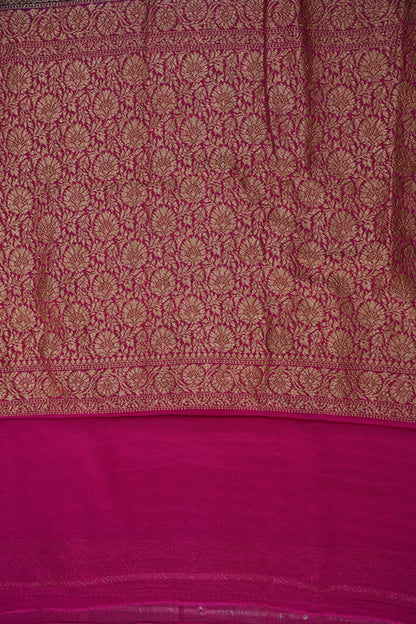 Pure Khadi Georgette Banarasi Saree - Deep Purple & Pink
