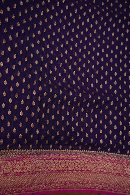Pure Khadi Georgette Banarasi Saree - Deep Purple & Pink