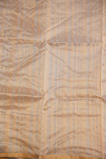 Pure Chanderi Silk Saree with Zari Buttas & Tissue Border - Ivory & Gold