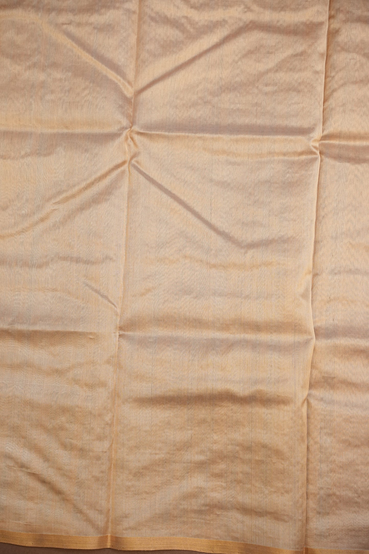 Pure Chanderi Silk Saree with Zari Buttas & Tissue Border - Ivory & Gold