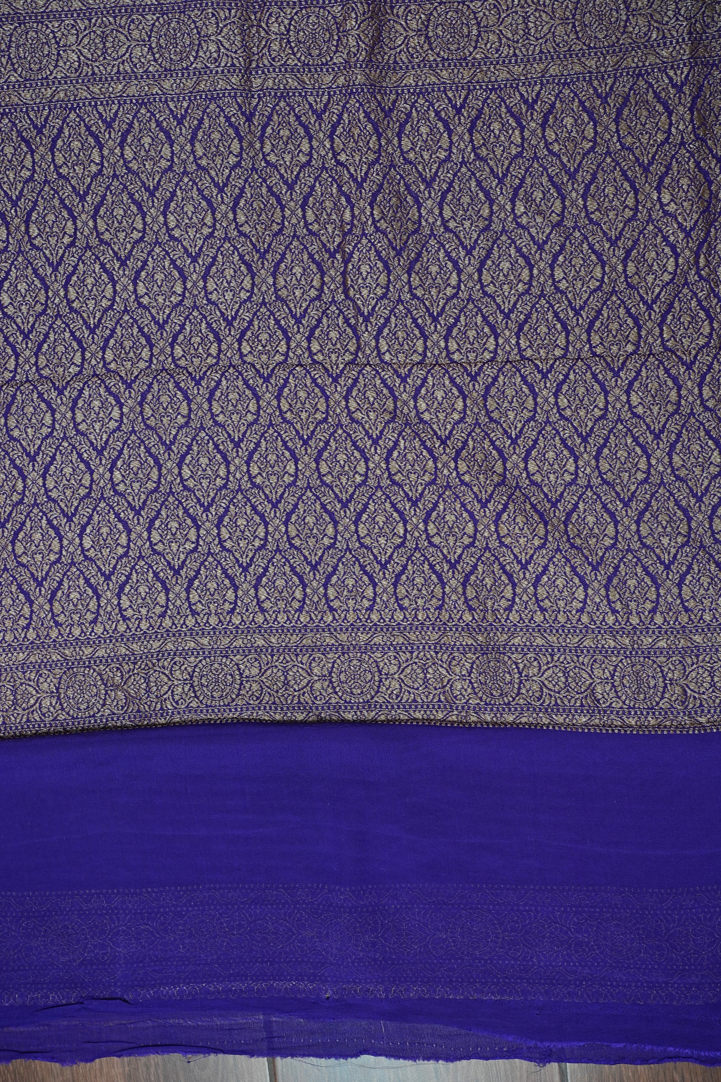 Pure Khadi Georgette Banarasi Saree - Orange & Deep Purple