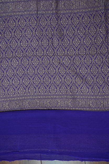 Pure Khadi Georgette Banarasi Saree - Orange & Deep Purple