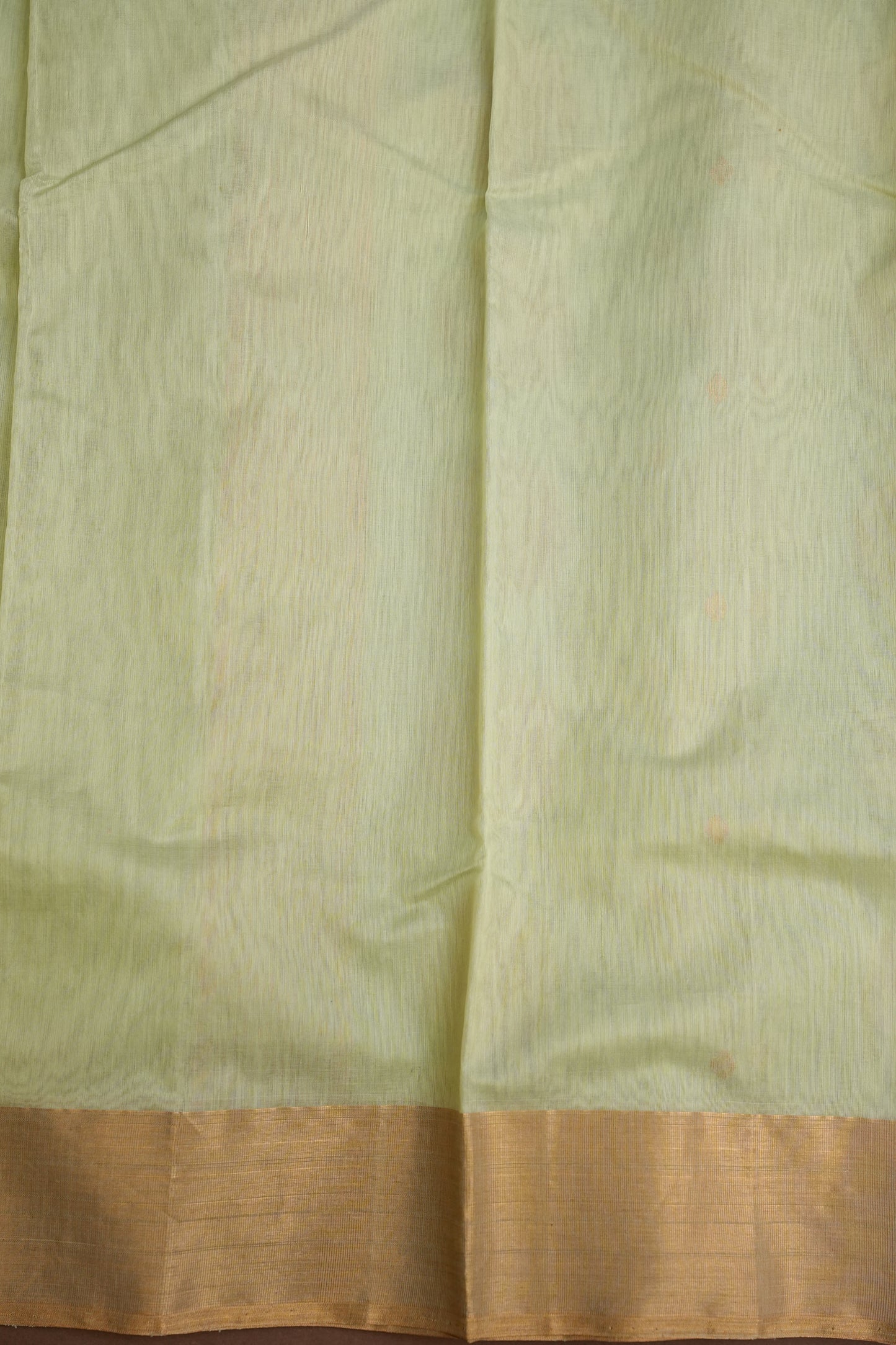 Pure Chanderi Silk Saree with Zari Buttas & Tissue Border - Pastel Green