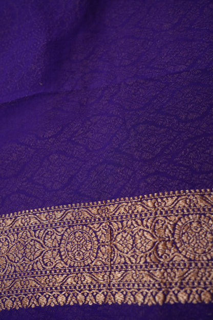 Pure Khadi Georgette Banarasi Saree - Orange & Deep Purple