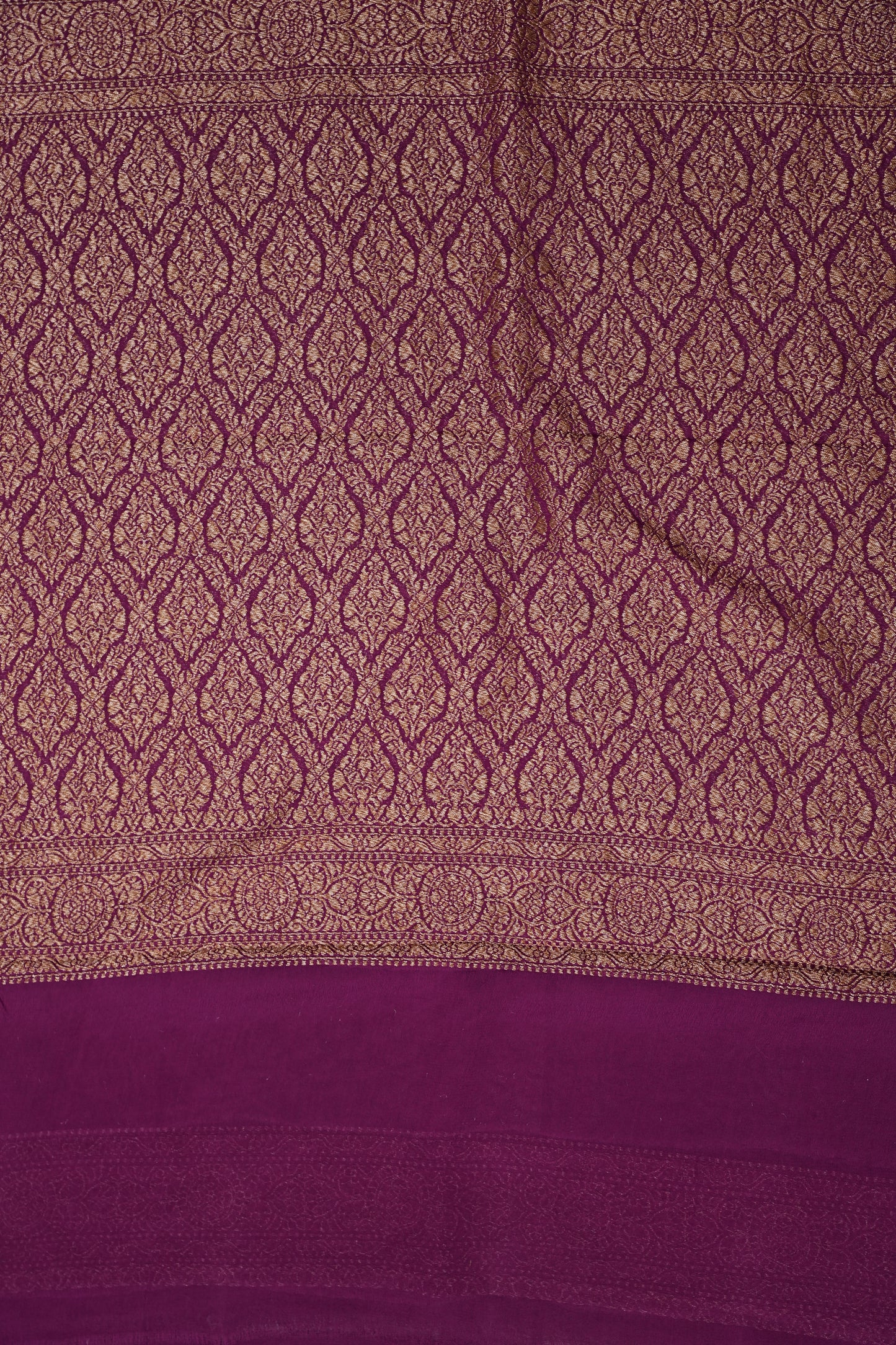 Pure Khadi Georgette Banarasi Saree - Bottle Green & Magenta