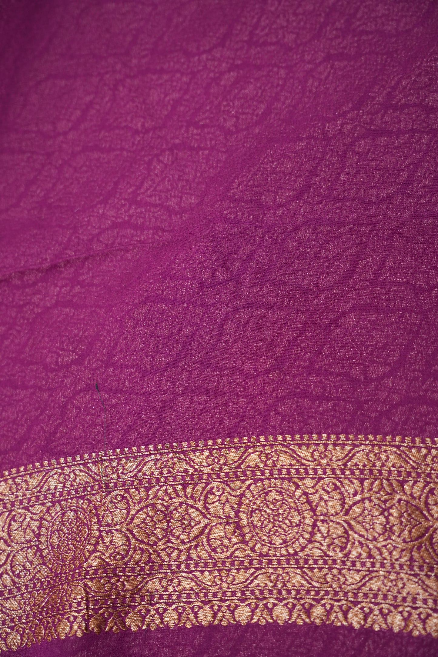 Pure Khadi Georgette Banarasi Saree - Bottle Green & Magenta