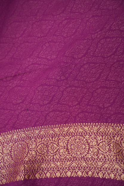 Pure Khadi Georgette Banarasi Saree - Bottle Green & Magenta