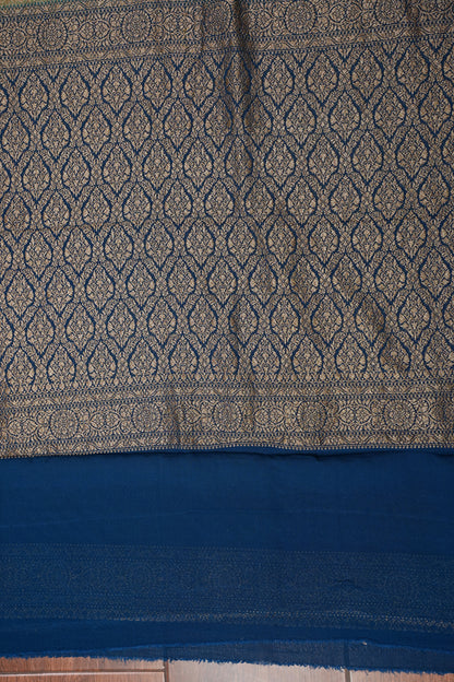 Pure Khadi Georgette Banarasi Saree - Sage Green & Peacock Blue