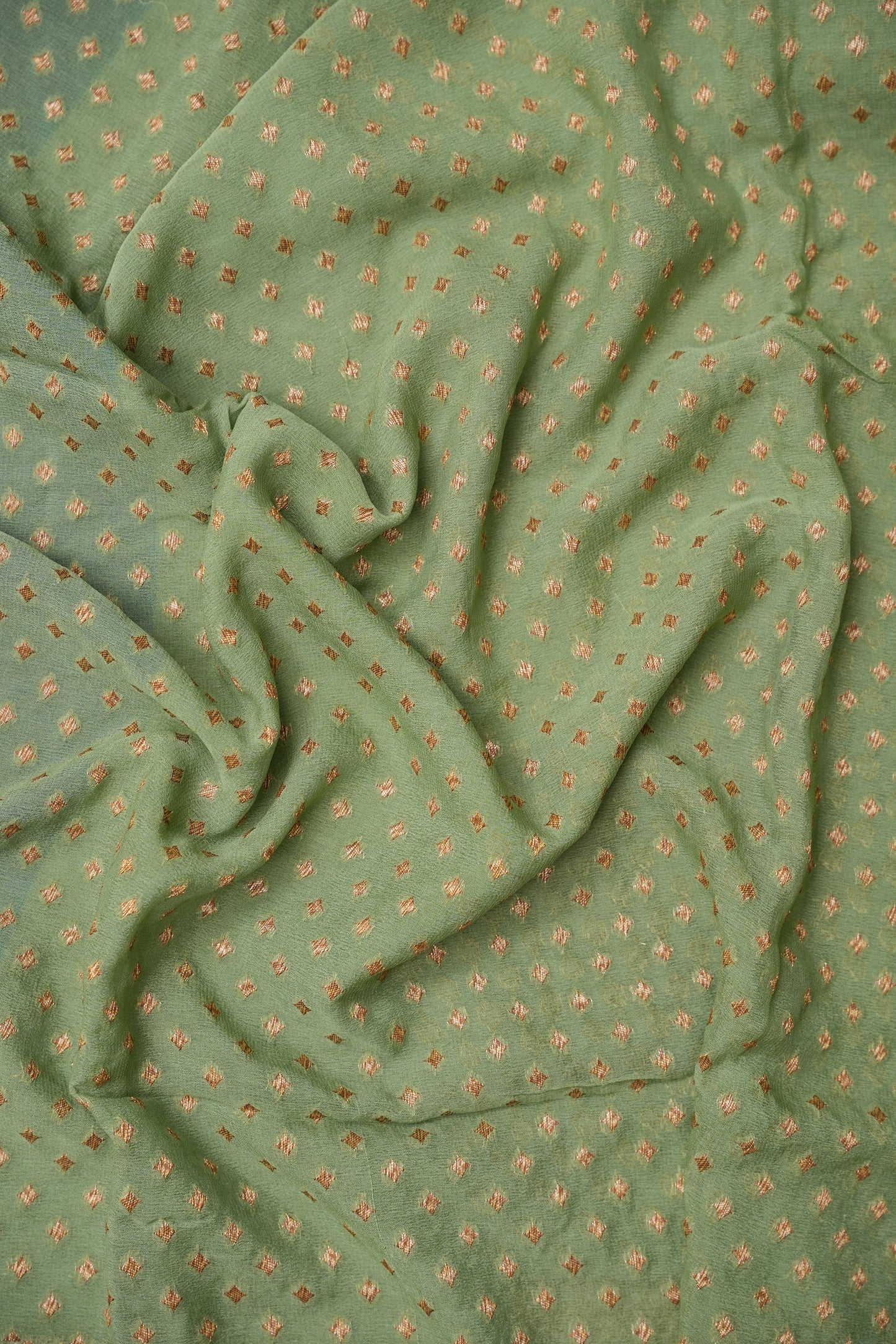 Pure Khadi Georgette Banarasi Saree - Sage Green & Peacock Blue