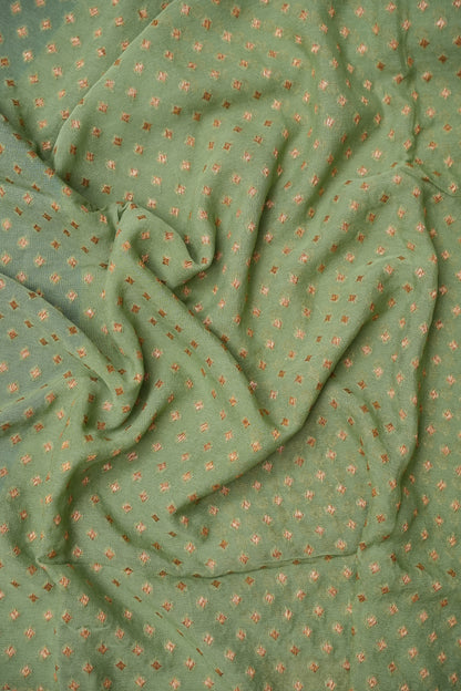 Pure Khadi Georgette Banarasi Saree - Sage Green & Peacock Blue
