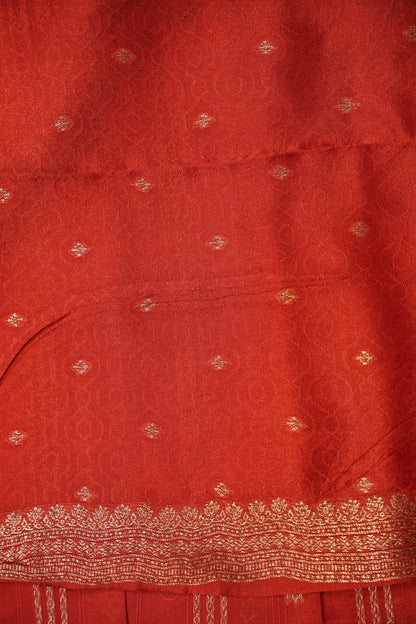 Tussar Banarasi Raw Silk Saree with Handloom Peacock Border – Deep Orange