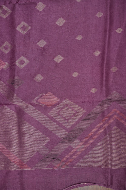 Tussar Banarasi Raw Silk Saree with Geometric Silver Weaving – Onion Pink