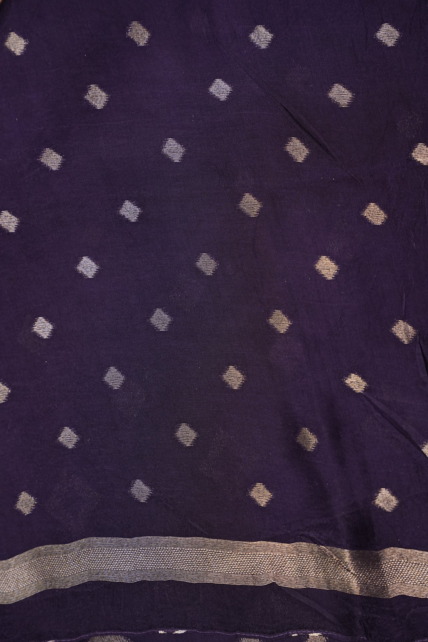 Tussar Banarasi Raw Silk Saree with Geometric Silver Weaving – Deep Purple