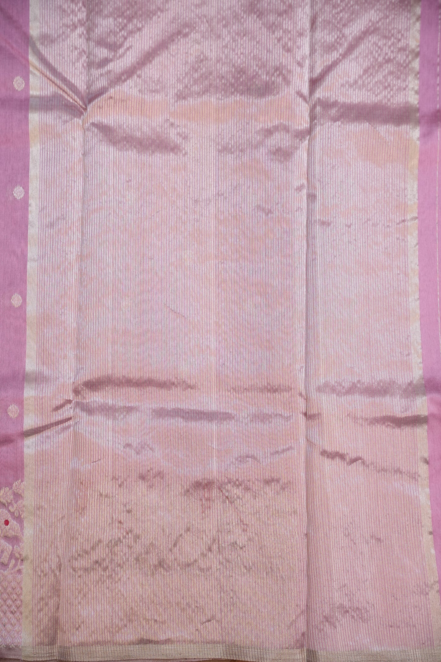 Pure Chanderi Silk Saree with Zari Buttas & Tissue Border - Soft Pink