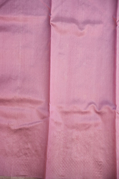 Pure Chanderi Silk Saree with Zari Buttas & Tissue Border - Soft Pink