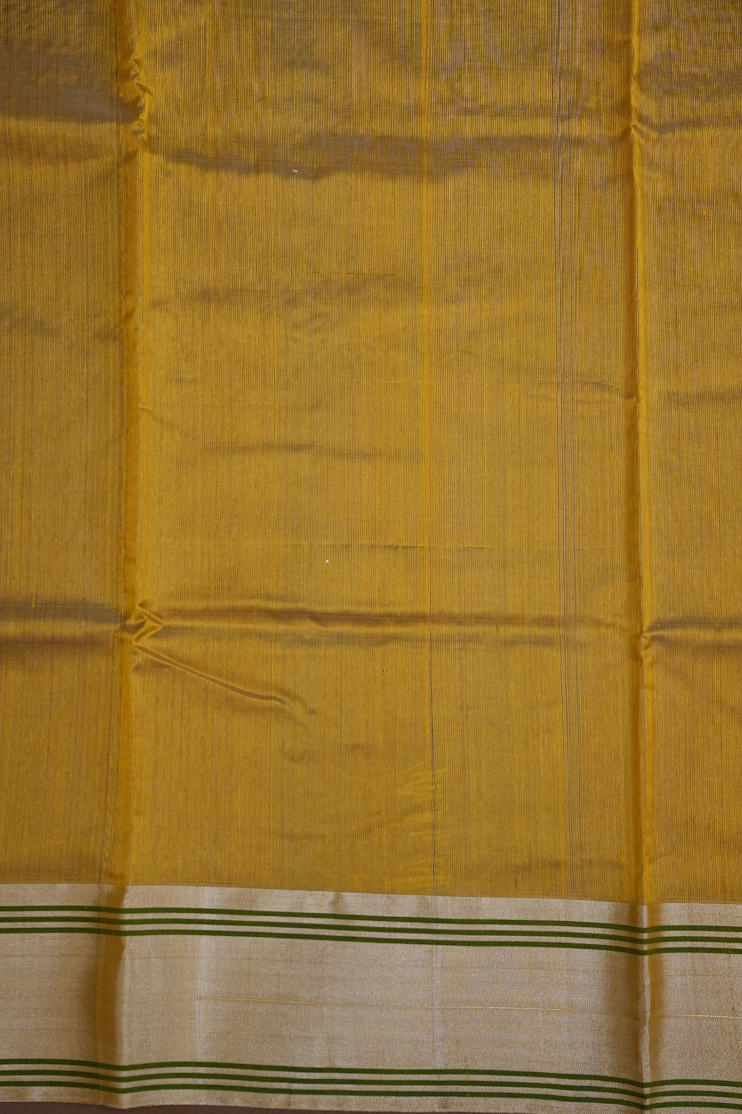 Pure Chanderi Silk Saree with Zari Buttas & Tissue Border - Mustard Yellow