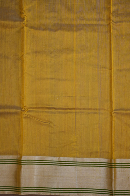 Pure Chanderi Silk Saree with Zari Buttas & Tissue Border - Mustard Yellow