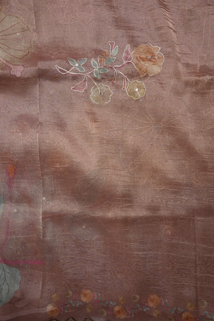 Dusty Rose Glass Tissue Organza Designer Party Wear Saree